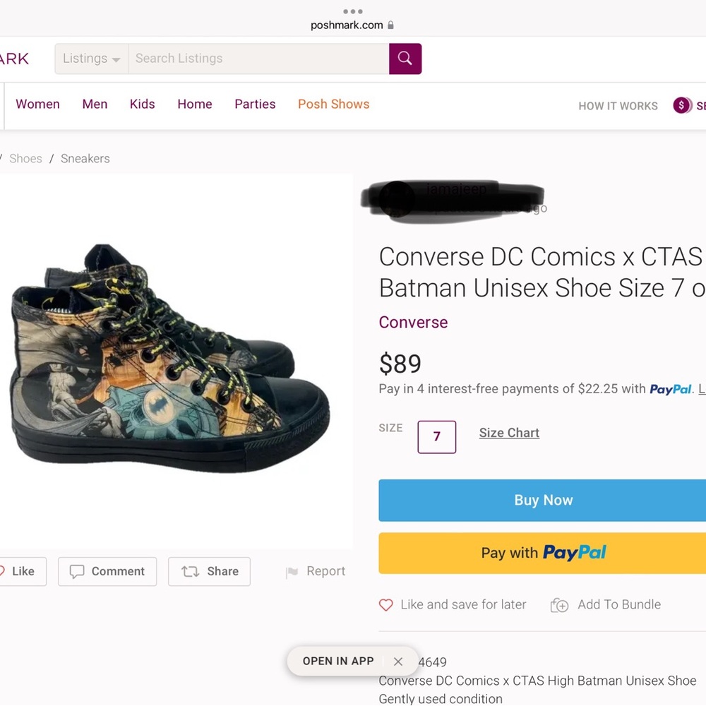 Converse All Star DC Comics Batman High Tops M7 and W9